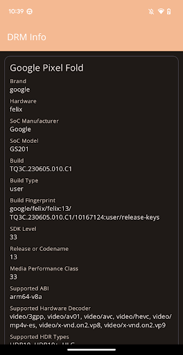 Android application DRM Info screenshort