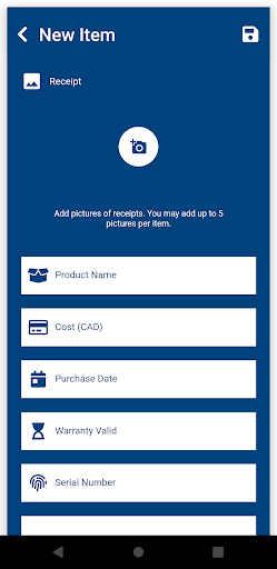 Warranty Tracker Screen 2