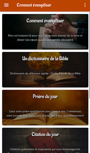 Android application Comment évangéliser screenshort