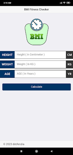 Android application BMI Fitness Checker screenshort