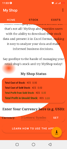 My Shop (Stock Manager) Screen 2