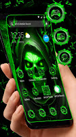 Neon Emerald Skull Apus Launcher Theme 2019