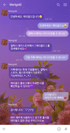 [메리골드] 핑크 꽃밤 카톡 테마 Screen 2