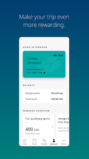 Screenshot of WestJet