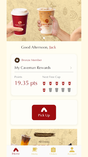 Caveman Coffee Screen 2