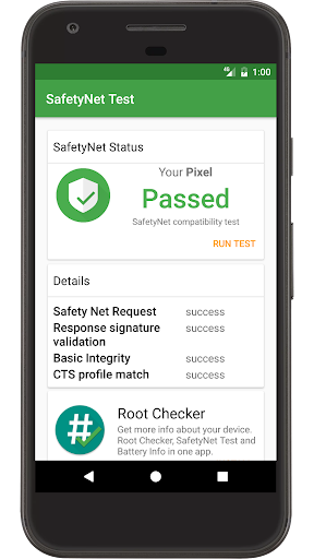 Android application SafetyNet Test screenshort
