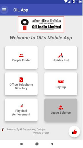Android application OIL App - Oil India Limited screenshort