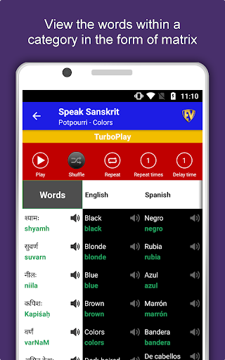 Screenshot of Learn Sanskrit Language App