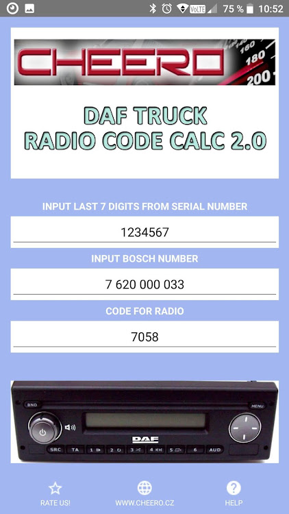 RADIO CODE for DAF TRUCK B&B - 1.1.1 - (Android)