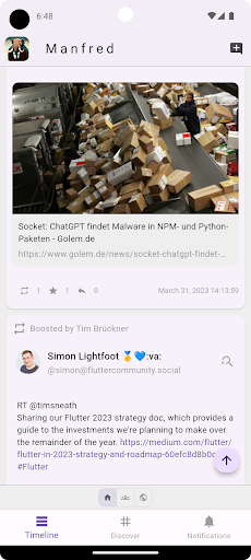 Android application Manfred screenshort