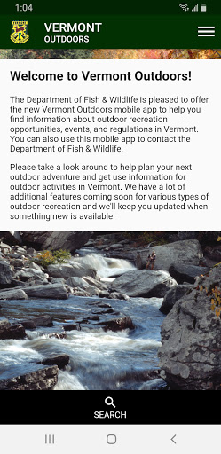 Android application Vermont Outdoors screenshort