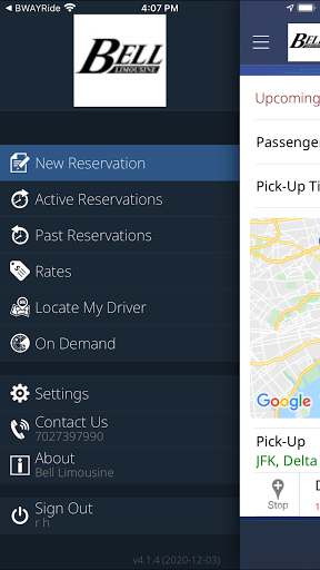 Android application Bell Limousine screenshort