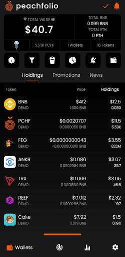 Peachfolio DeFi Crypto Tracker