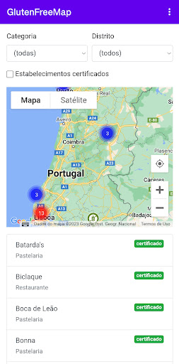 Android application GlutenFreeMap screenshort
