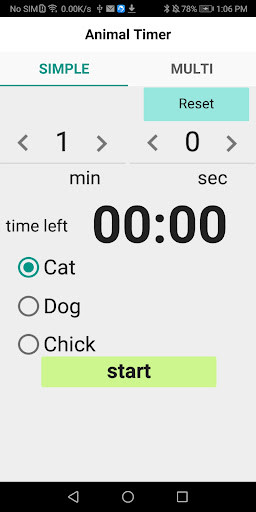 Android application Animal Timer screenshort