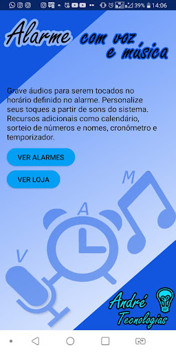 Android application Alarme Voz e Música screenshort