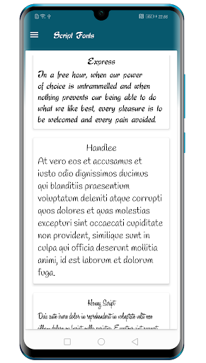 Android application Script Fonts App screenshort