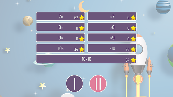 Captura de pantalla de tablas de multiplicar 10x10