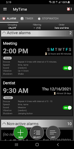 Android application MyTime Alarm, Timer, Stopwatch screenshort