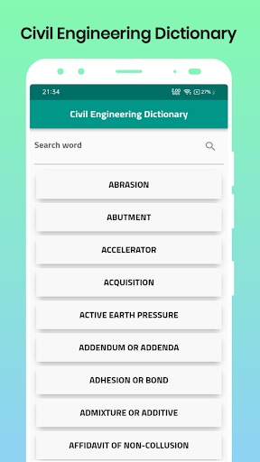 Android application Civil Engineering Dictionary screenshort