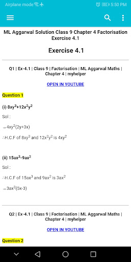 ML Aggarwal Solution Screen 2