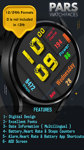 Android application Pars Turanj Digital Watch Face screenshort