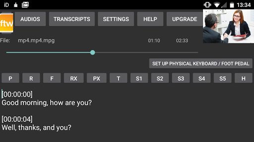 Android application The FTW Transcriber screenshort
