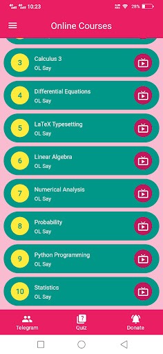 Android application Online Course screenshort