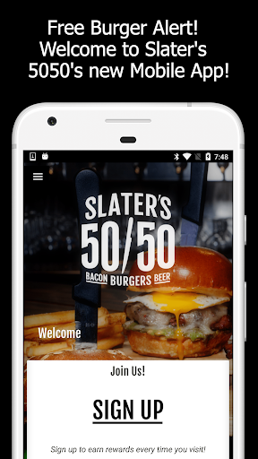 Android application Slaters 5050 Burgers Bacon Bee screenshort