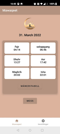 Android application Mawaqeet screenshort
