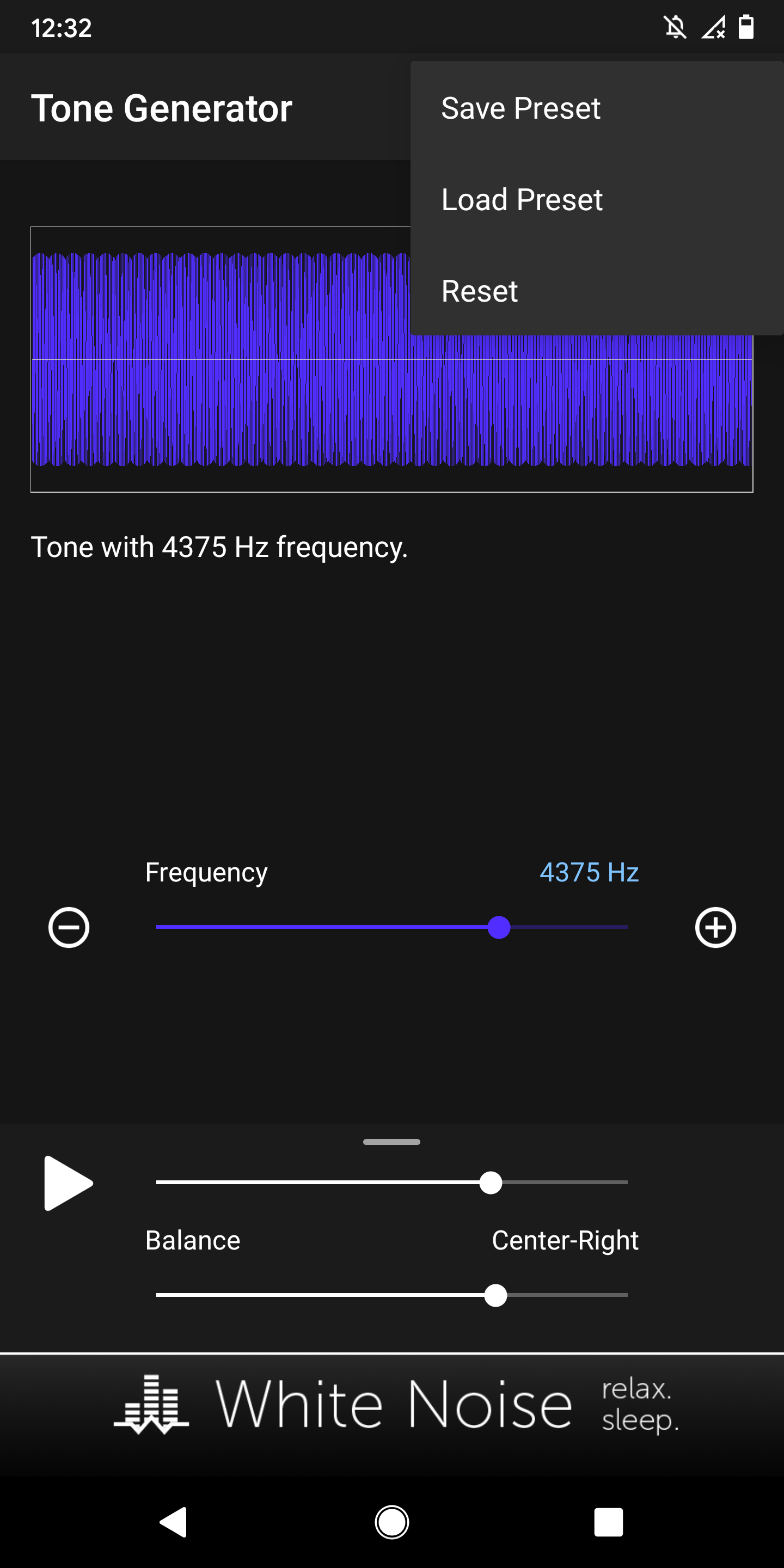 Android application Tone Generator screenshort