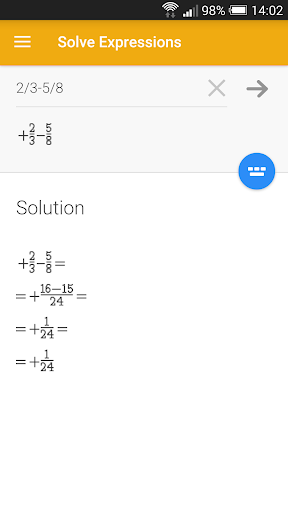 Android application Solve Expressions screenshort