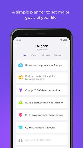 Android application Life Time Goals - do it before screenshort