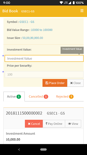NSE goBID Screen 3