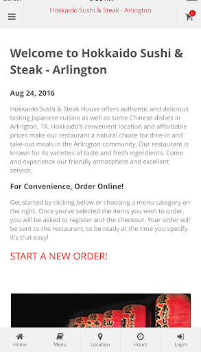 Android application Hokkaido Sushi Arlington screenshort