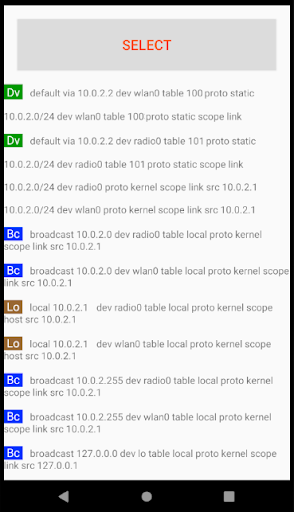 Android application Routing Table & RPDB screenshort