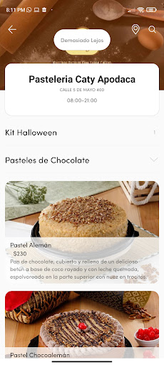 Android application Caty Pastelería screenshort