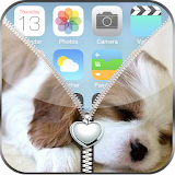 White Puppy Zipper Lock Screen icon