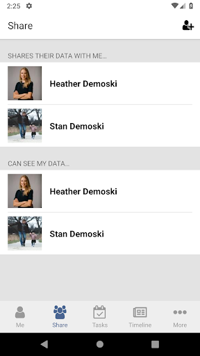 Screenshot of myFHR
