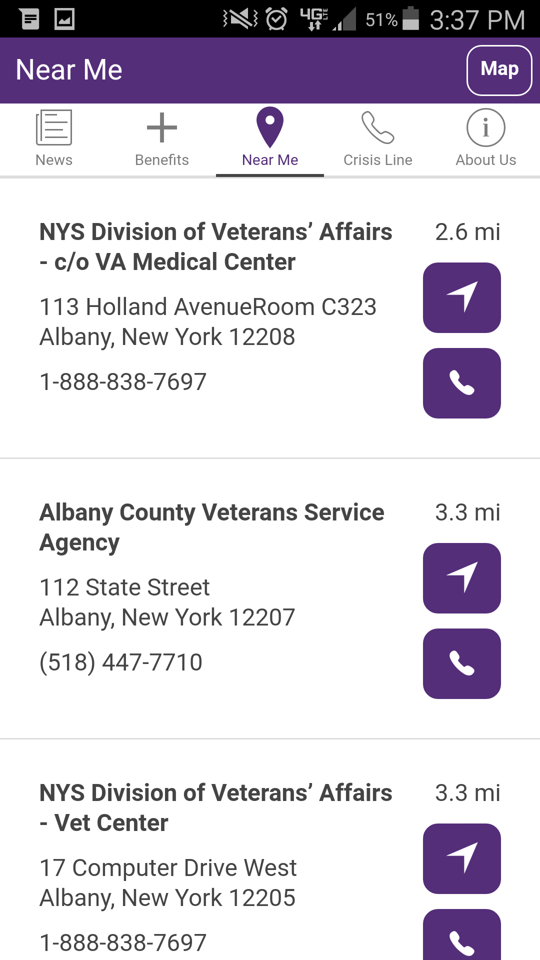 Android application NYS Veterans screenshort
