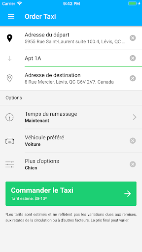 Taxi Lévis 9000 Screen 2