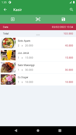 Cashier BON receipt Screen 3