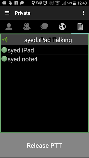 Push (PTT) Screen 2