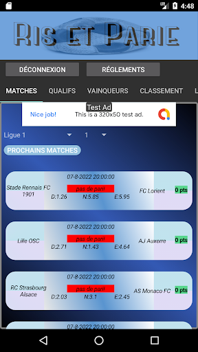 Android application Ris et parie screenshort