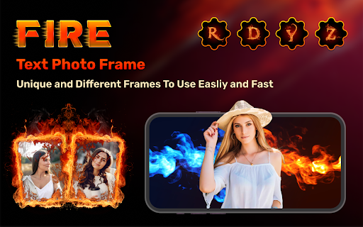 Fire Text Photo Frame Screen 2
