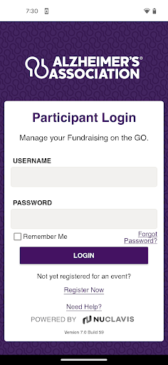 Android application ALZ Fundraising screenshort