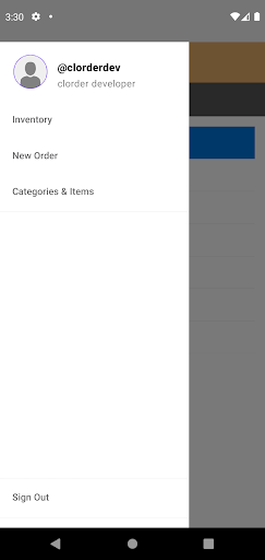Android application Clorder Inventory Manager screenshort