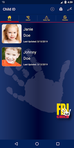 Android application FBI Child ID screenshort