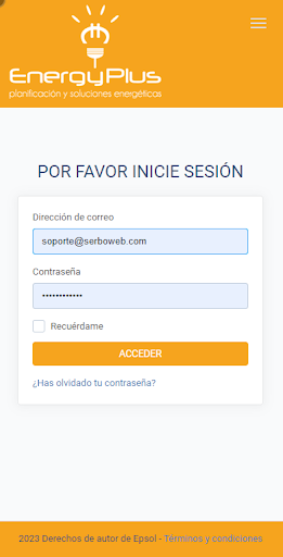 Android application Epsol clientes screenshort