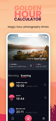 Screenshot of Golden Hour Calculator